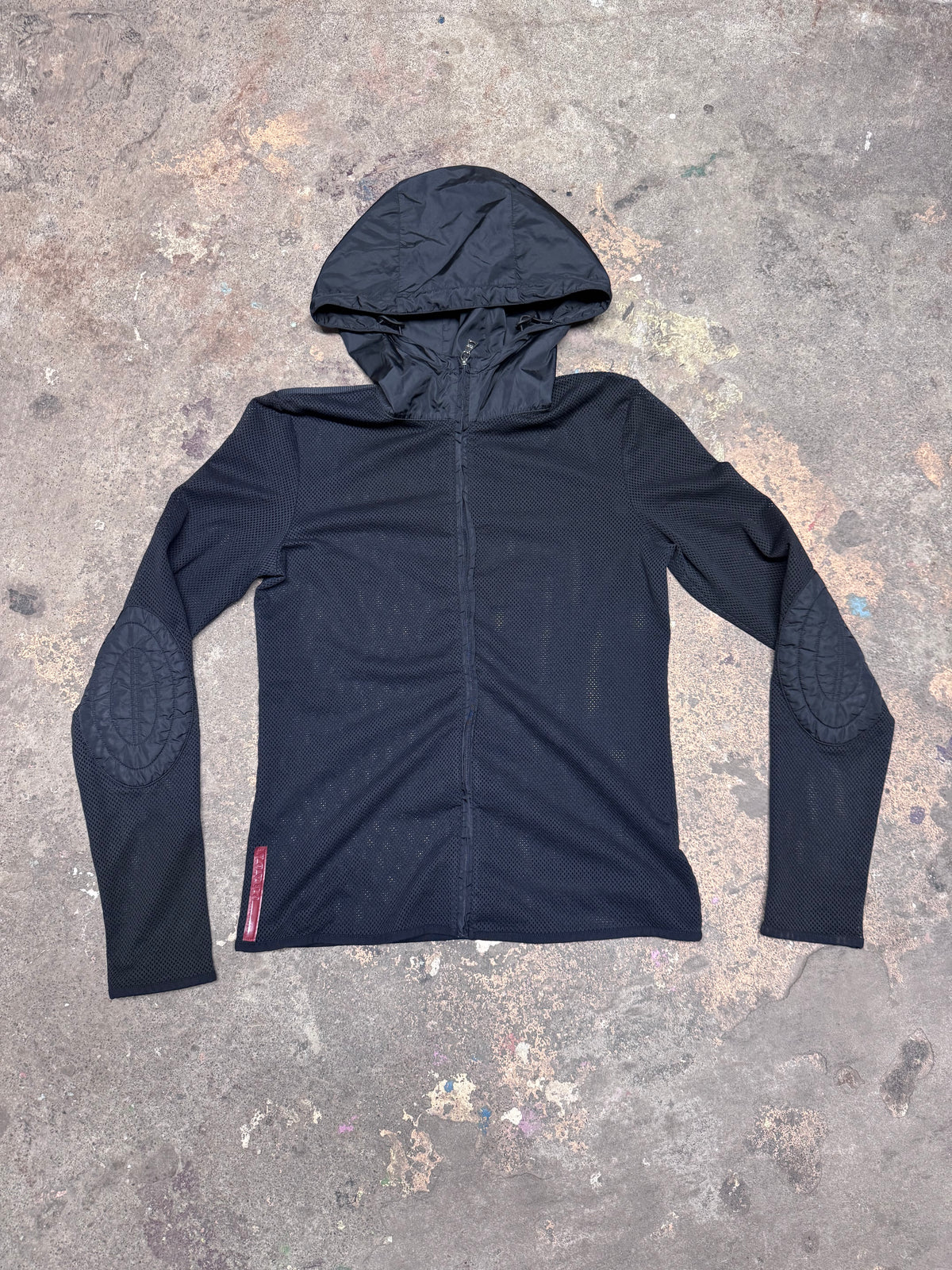 SS00 Prada Sport Black Hooded Mesh Jacket