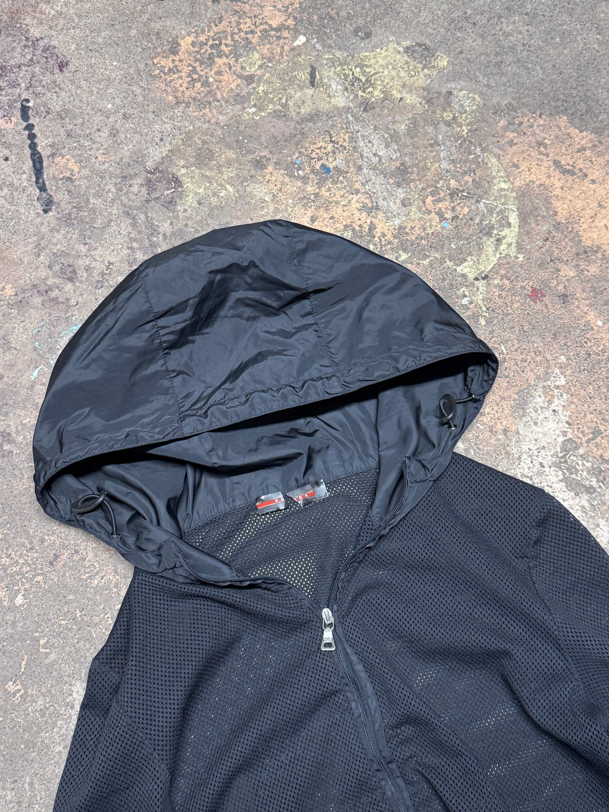 SS00 Prada Sport Black Hooded Mesh Jacket